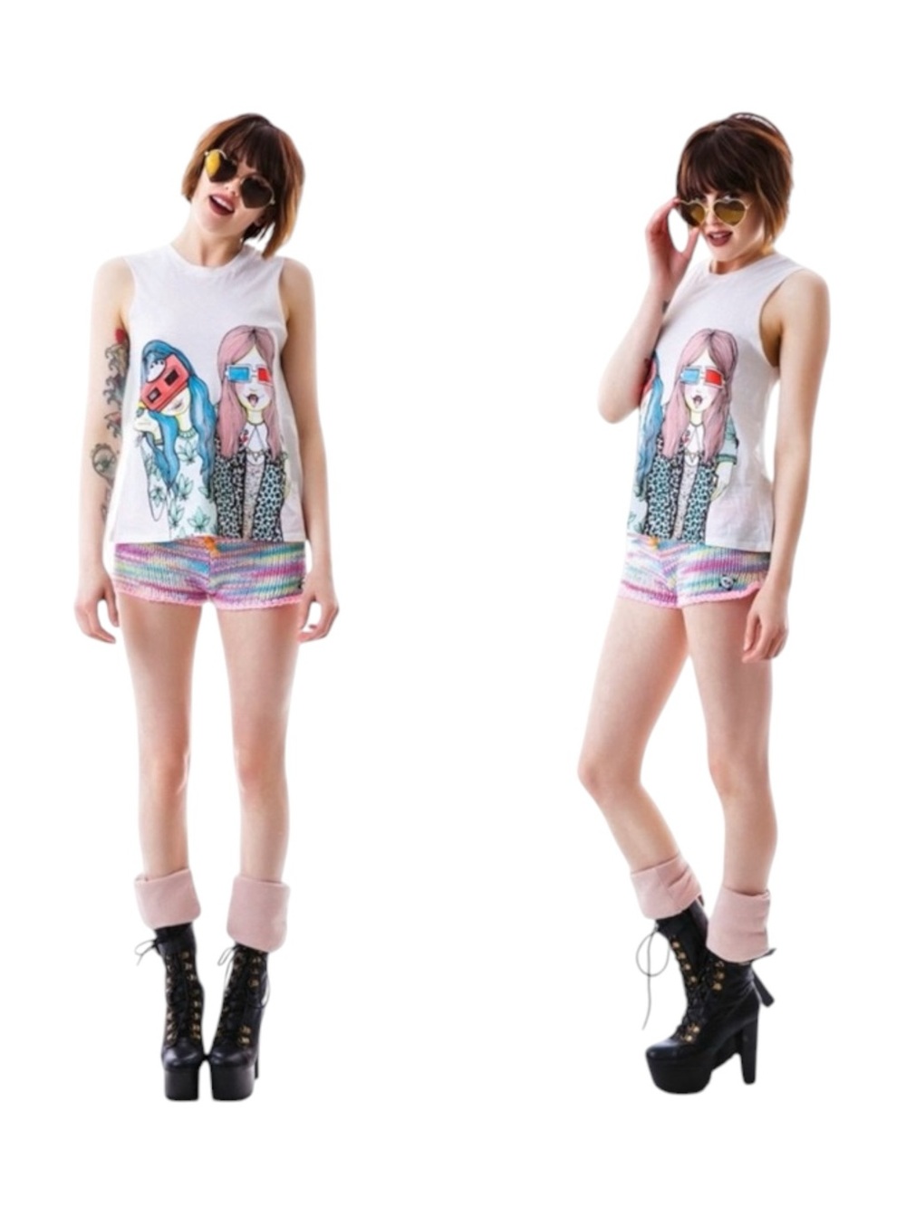 VHTF: Valfre ☻ Vision Girls Weed 3D Muscle Tee ☻ Hand Drawn Graphics ☻︎ Small - Picture 15 of 16